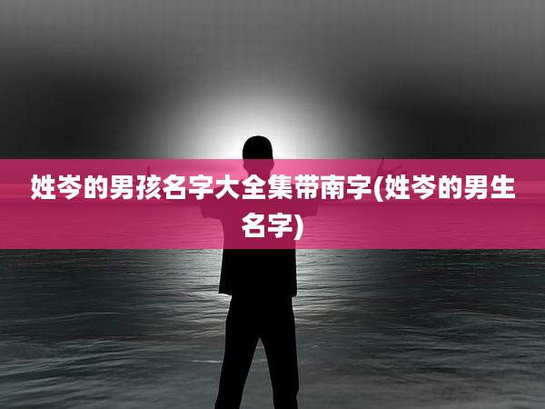 姓岑的男孩名字大全集带南字(姓岑的男生名字)