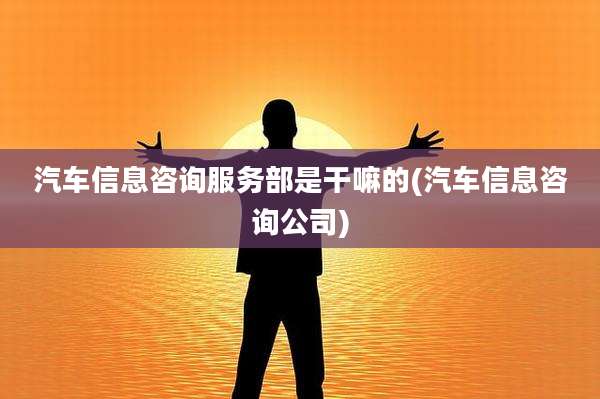 汽车信息咨询服务部是干嘛的(汽车信息咨询公司)