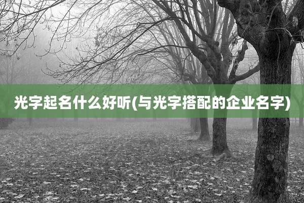 光字起名什么好听(与光字搭配的企业名字)