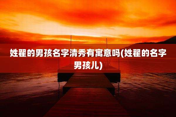 姓翟的男孩名字清秀有寓意吗(姓翟的名字男孩儿)