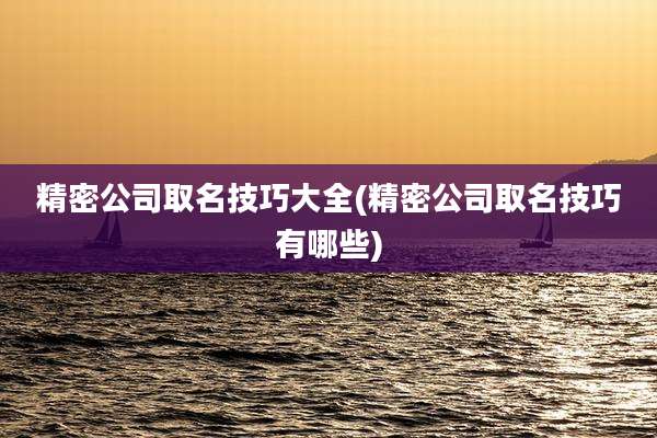 精密公司取名技巧大全(精密公司取名技巧有哪些)