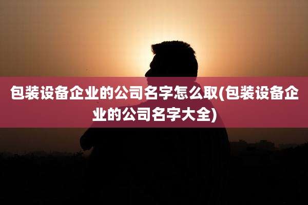 包装设备企业的公司名字怎么取(包装设备企业的公司名字大全)