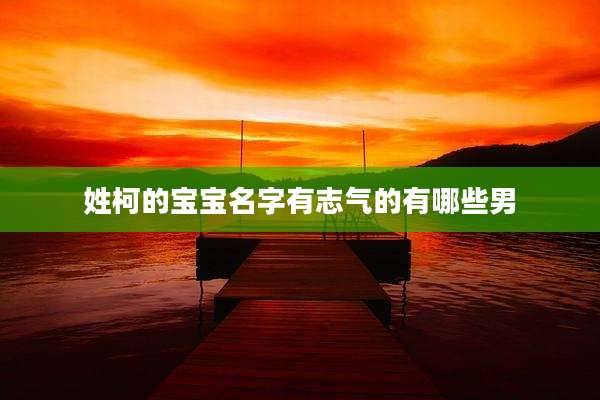 姓柯的宝宝名字有志气的有哪些男