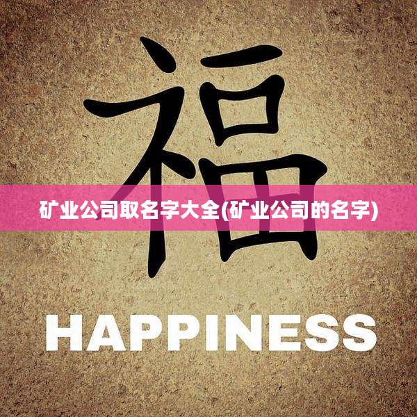 矿业公司取名字大全(矿业公司的名字)