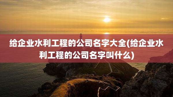 给企业水利工程的公司名字大全(给企业水利工程的公司名字叫什么)