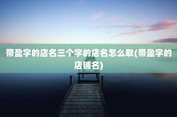 带盈字的店名三个字的店名怎么取(带盈字的店铺名)