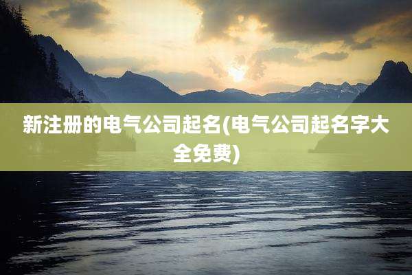 新注册的电气公司起名(电气公司起名字大全免费)