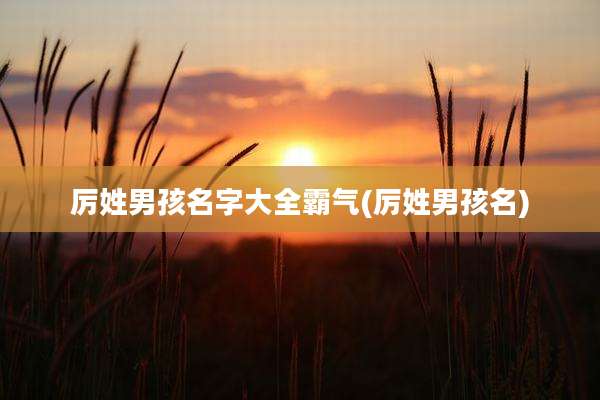 厉姓男孩名字大全霸气(厉姓男孩名)