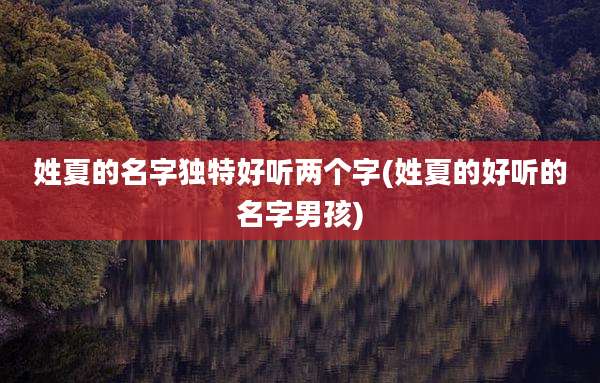 姓夏的名字独特好听两个字(姓夏的好听的名字男孩)