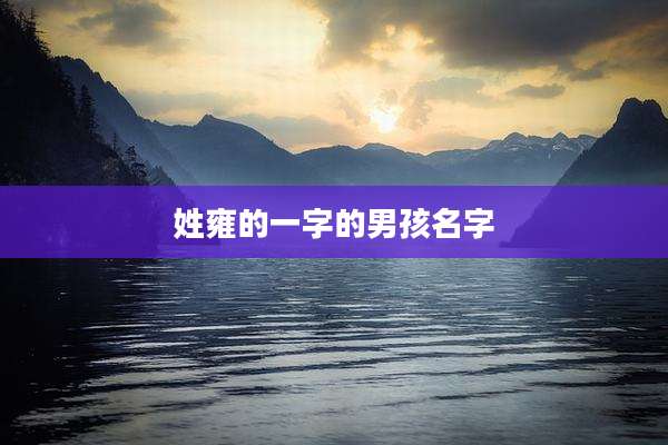 姓雍的一字的男孩名字