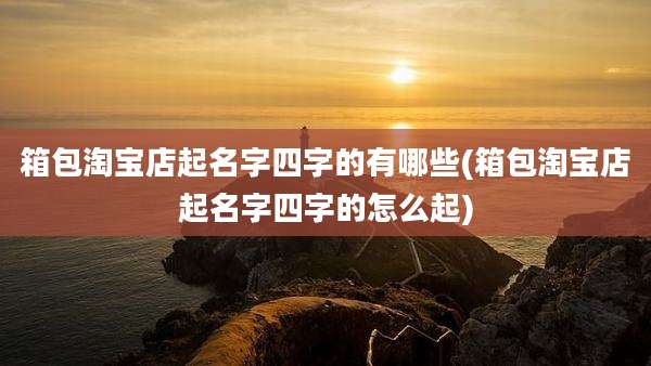 箱包淘宝店起名字四字的有哪些(箱包淘宝店起名字四字的怎么起)