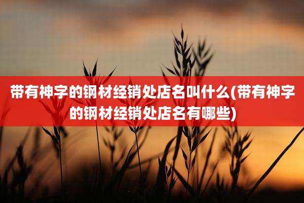 带有神字的钢材经销处店名叫什么(带有神字的钢材经销处店名有哪些)