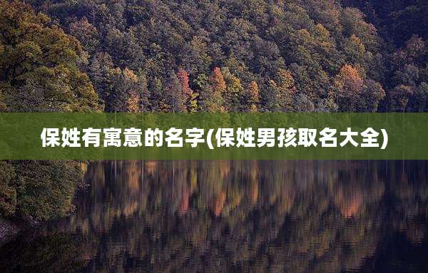 保姓有寓意的名字(保姓男孩取名大全)