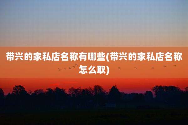 带兴的家私店名称有哪些(带兴的家私店名称怎么取)