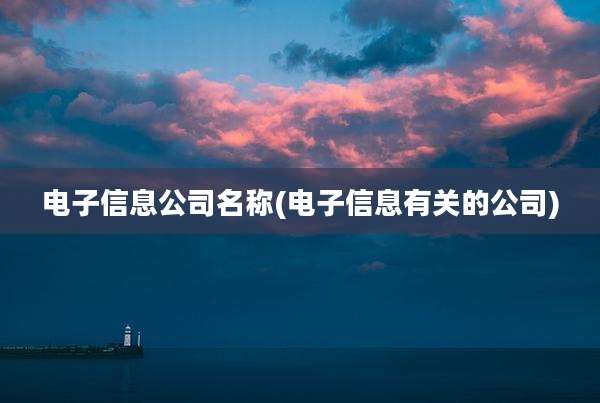 电子信息公司名称(电子信息有关的公司)