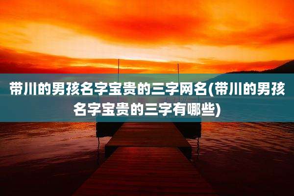 带川的男孩名字宝贵的三字网名(带川的男孩名字宝贵的三字有哪些)