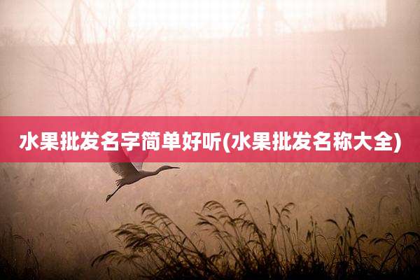 水果批发名字简单好听(水果批发名称大全)