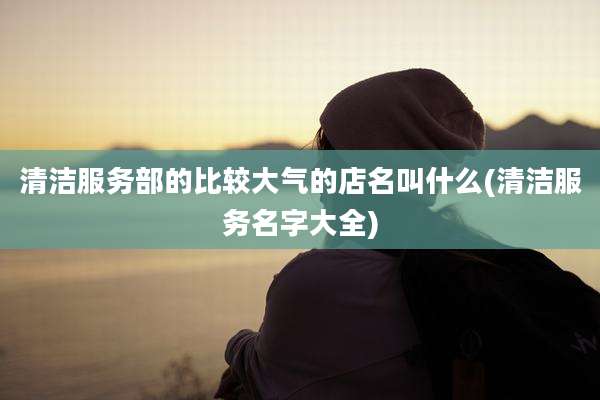 清洁服务部的比较大气的店名叫什么(清洁服务名字大全)
