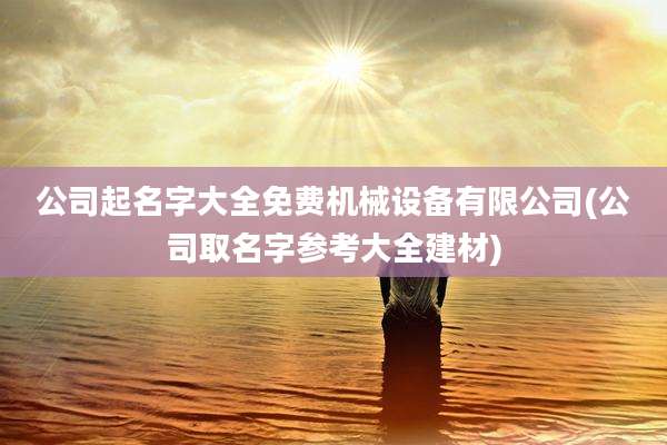 公司起名字大全免费机械设备有限公司(公司取名字参考大全建材)