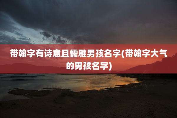 带翰字有诗意且儒雅男孩名字(带翰字大气的男孩名字)