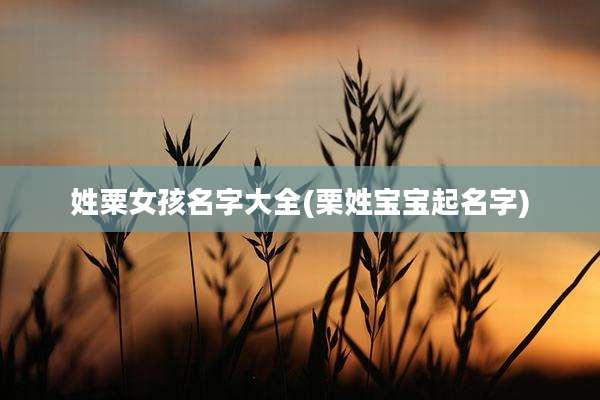 姓粟女孩名字大全(栗姓宝宝起名字)