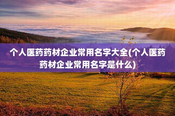 个人医药药材企业常用名字大全(个人医药药材企业常用名字是什么)