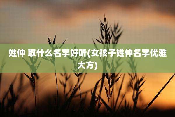 姓仲 取什么名字好听(女孩子姓仲名字优雅大方)
