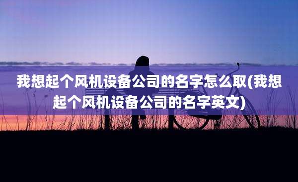 我想起个风机设备公司的名字怎么取(我想起个风机设备公司的名字英文)
