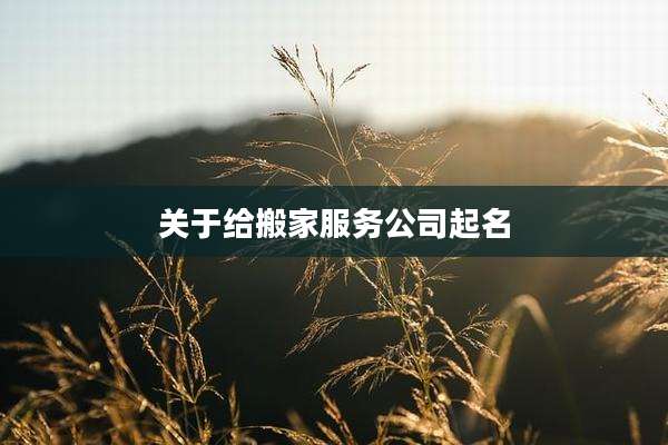 关于给搬家服务公司起名