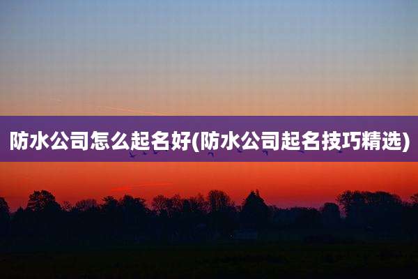 防水公司怎么起名好(防水公司起名技巧精选)