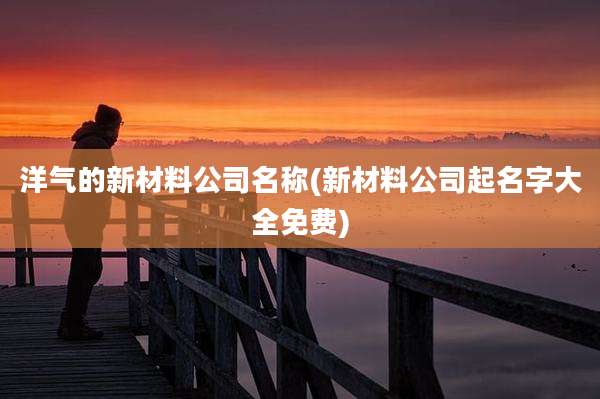洋气的新材料公司名称(新材料公司起名字大全免费)