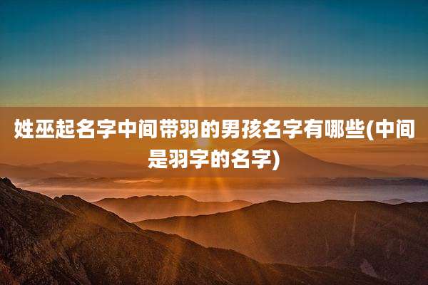 姓巫起名字中间带羽的男孩名字有哪些(中间是羽字的名字)