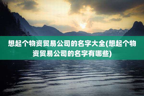 想起个物资贸易公司的名字大全(想起个物资贸易公司的名字有哪些)