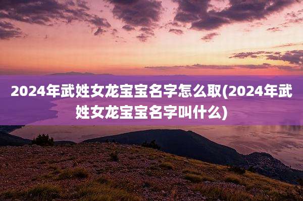2024年武姓女龙宝宝名字怎么取(2024年武姓女龙宝宝名字叫什么)