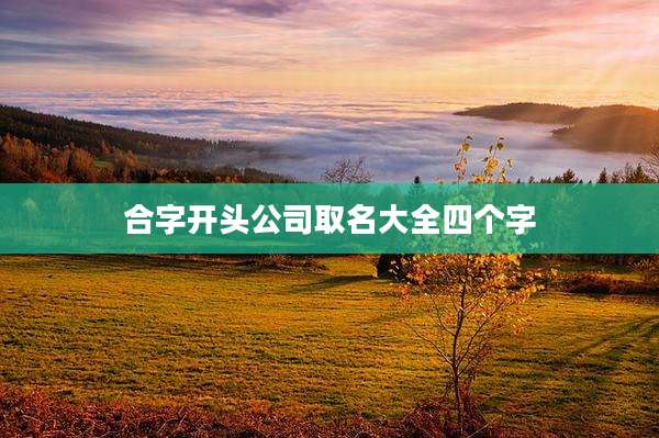 合字开头公司取名大全四个字