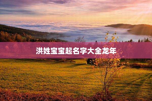 洪姓宝宝起名字大全龙年