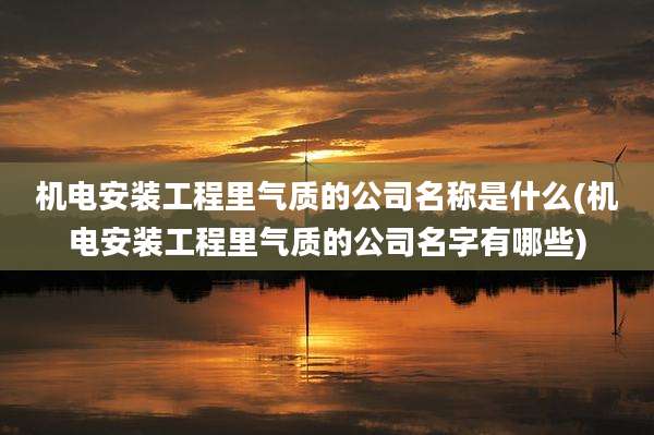 机电安装工程里气质的公司名称是什么(机电安装工程里气质的公司名字有哪些)