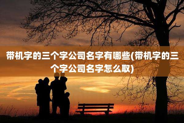 带机字的三个字公司名字有哪些(带机字的三个字公司名字怎么取)