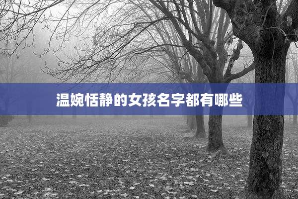 温婉恬静的女孩名字都有哪些