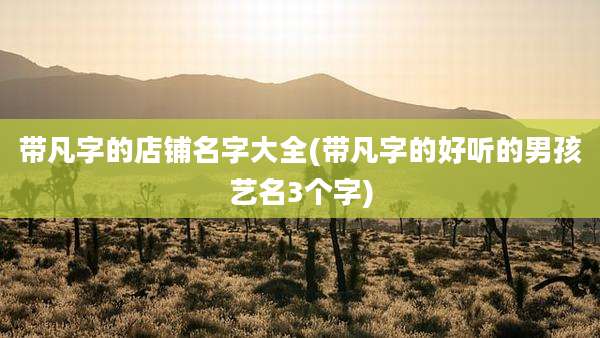 带凡字的店铺名字大全(带凡字的好听的男孩艺名3个字)