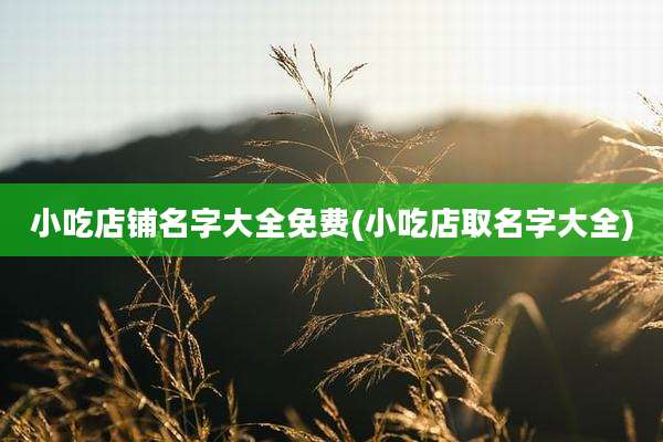 小吃店铺名字大全免费(小吃店取名字大全)