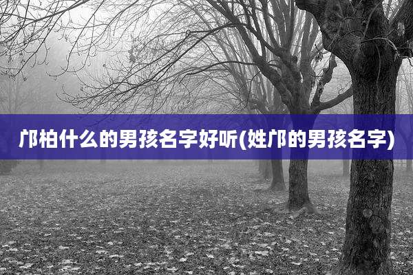 邝柏什么的男孩名字好听(姓邝的男孩名字)