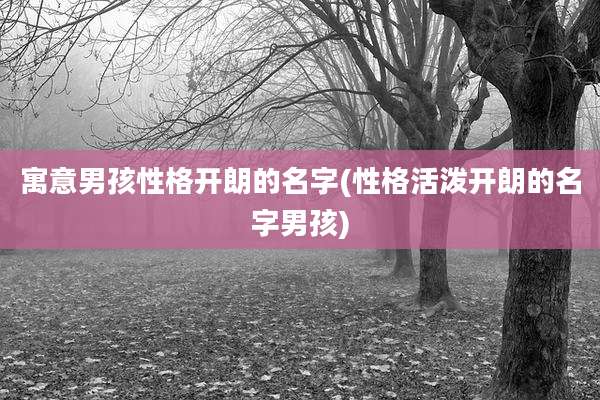 寓意男孩性格开朗的名字(性格活泼开朗的名字男孩)