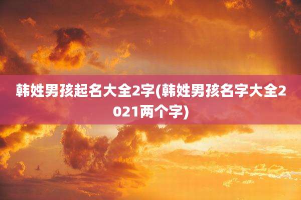 韩姓男孩起名大全2字(韩姓男孩名字大全2021两个字)
