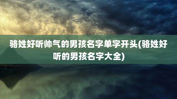 骆姓好听帅气的男孩名字单字开头(骆姓好听的男孩名字大全)
