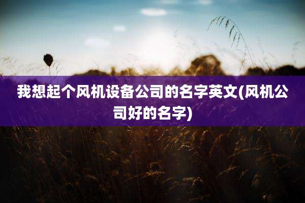 我想起个风机设备公司的名字英文(风机公司好的名字)