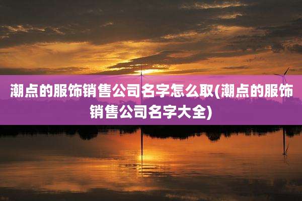 潮点的服饰销售公司名字怎么取(潮点的服饰销售公司名字大全)