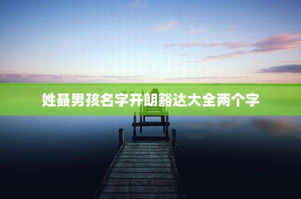 姓聂男孩名字开朗豁达大全两个字