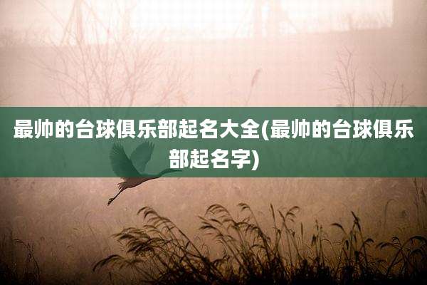 最帅的台球俱乐部起名大全(最帅的台球俱乐部起名字)