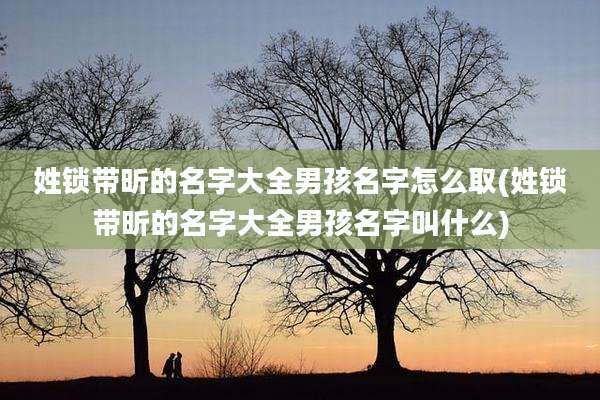 姓锁带昕的名字大全男孩名字怎么取(姓锁带昕的名字大全男孩名字叫什么)